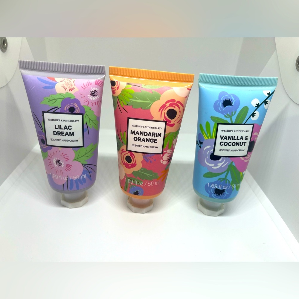 WRIGHTS APOTHECARY HAND CREAM 3 SCENTS-LILAC DREAM,VANILLA&COCONUT,MANDARIN ORAN